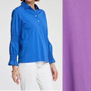HINSON WU Marissa Bracelet Sleeve Woven/Knit Top PURPLE Medium‎ M Puff Sleeve
